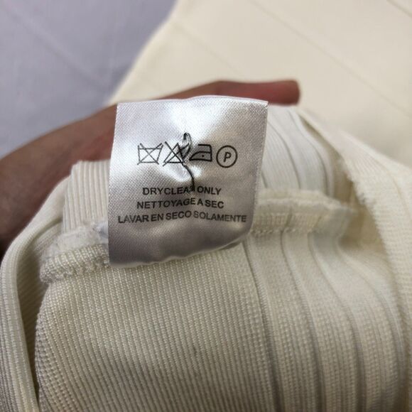 Ivory Strapless Body Contouring Rayon Blend Bandage Mini Curve Hugging Dress XS - Picture 5 of 9